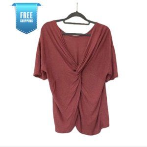 BURGUNDY SPLIT OPEN KNOTTED T-SHIRT - Small to Medium